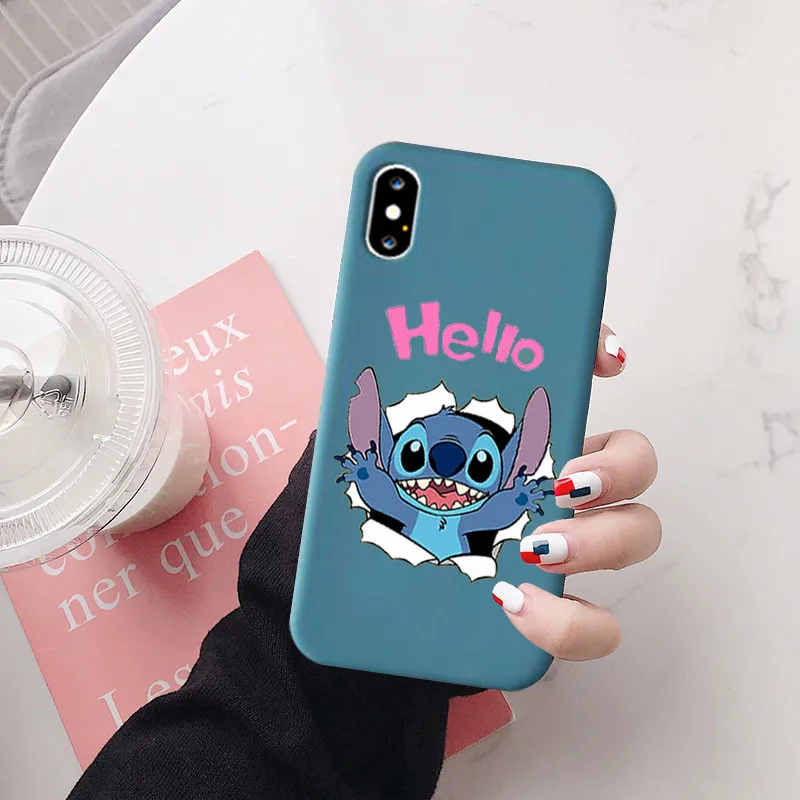 Милый чехол Lilo Stitch для IPhone X, XR, XS, MAX, 7, 8, 6, 6s Plus, мультфильм, Стич, матовый, Imd, мягкий силиконовый чехол для телефона, чехол для Iphone 11