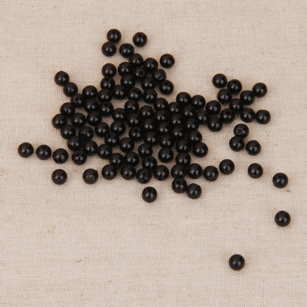 100 Pics Seed Beads Acrylic Pearl Lot Black Women Jewelry Loose Seeds 4mm