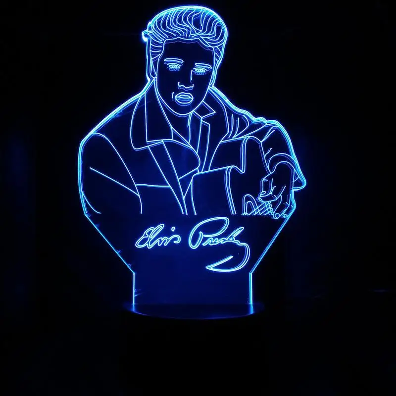 10 Michael Jackson Figure 3D LED Night Light Marshmello The King Johnny Hallyday Waylon Jennings Hatsune Miku 3D Lamp Dropshipping - Испускаемый цвет: 10
