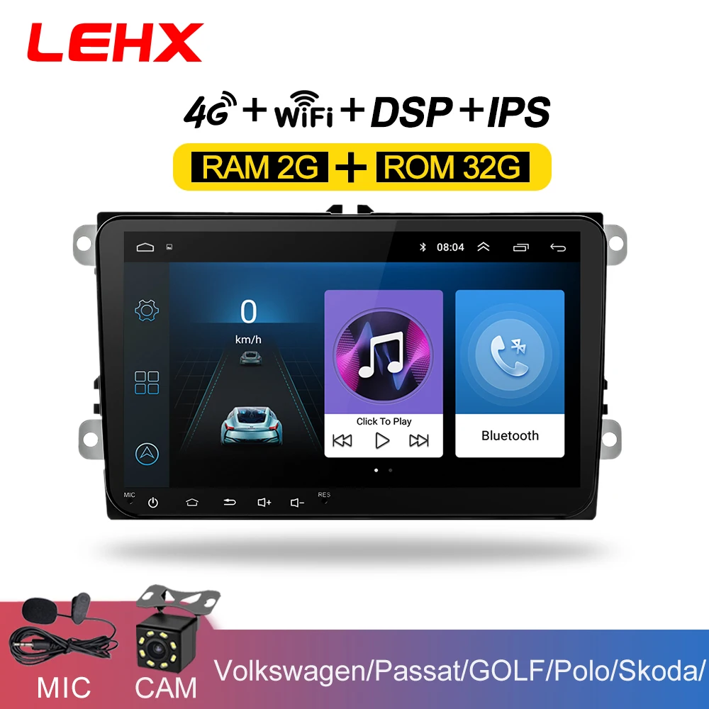 Online LEHX 9 inch Car Android 8.1 Car radio GPS Auto radio 2 Din USB for VW Skoda Octavia golf 5 6 touran passat B6 jetta polo tiguan