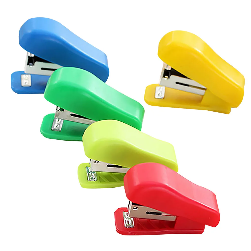 

1pc random plastic color students office stationery portable stapler pretty Mini small solid without stapler for No. 10 staples