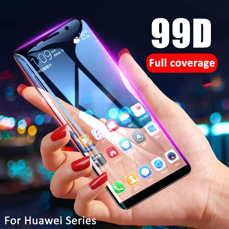

99D Full Cover Screen Protector For Huawei Y6 Y5 Y7 Pro Y9 Prime 2019 Tempered Glass For Huawei P smart 2019 Glass Protective HD