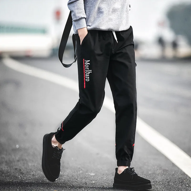 

Spring And Autumn Thin Men Pure Cotton Lettered Skinny 9 Pants Large Size Casual Versatile Hong Kong Style Trousers