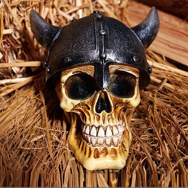 Horn Skull Strongwell пиратский череп статуи скульптуры Смола Хэллоуин предмет интерьера человеческий головной убор череп размер 1:1 модель - Цвет: Horn Skull