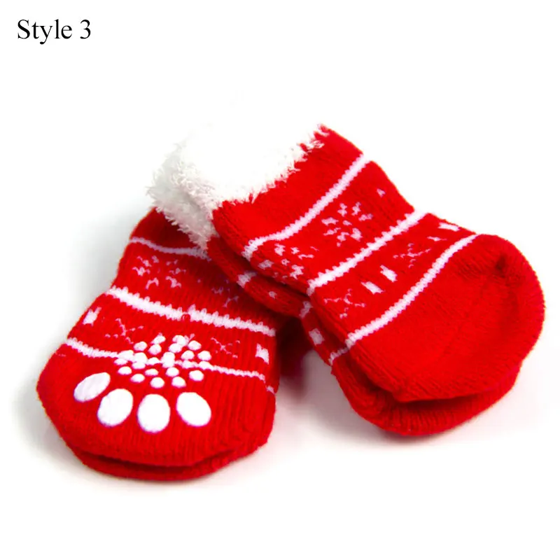Рождественские носки для собак; обувь для собак; милые мягкие теплые вязаные носки; одежда с рисунком в полоску для маленьких собак; высококачественные носки
