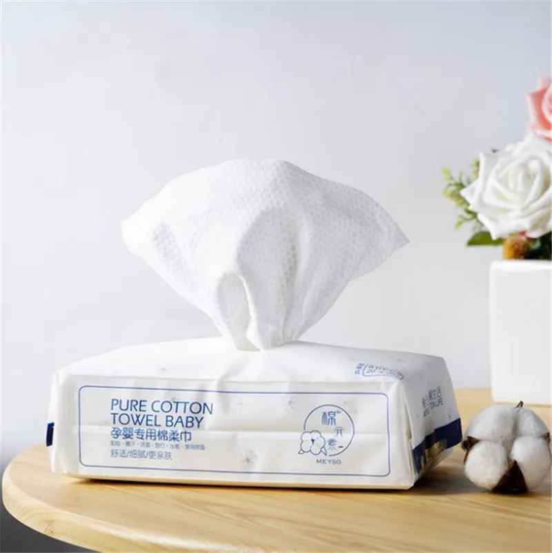 Disposable washcloth Face and Hand Cleaning Cotton, Pure Cotton Baby Wipes, Best Makeup Cotton, Dry and Wet Use-80count in 1Pack