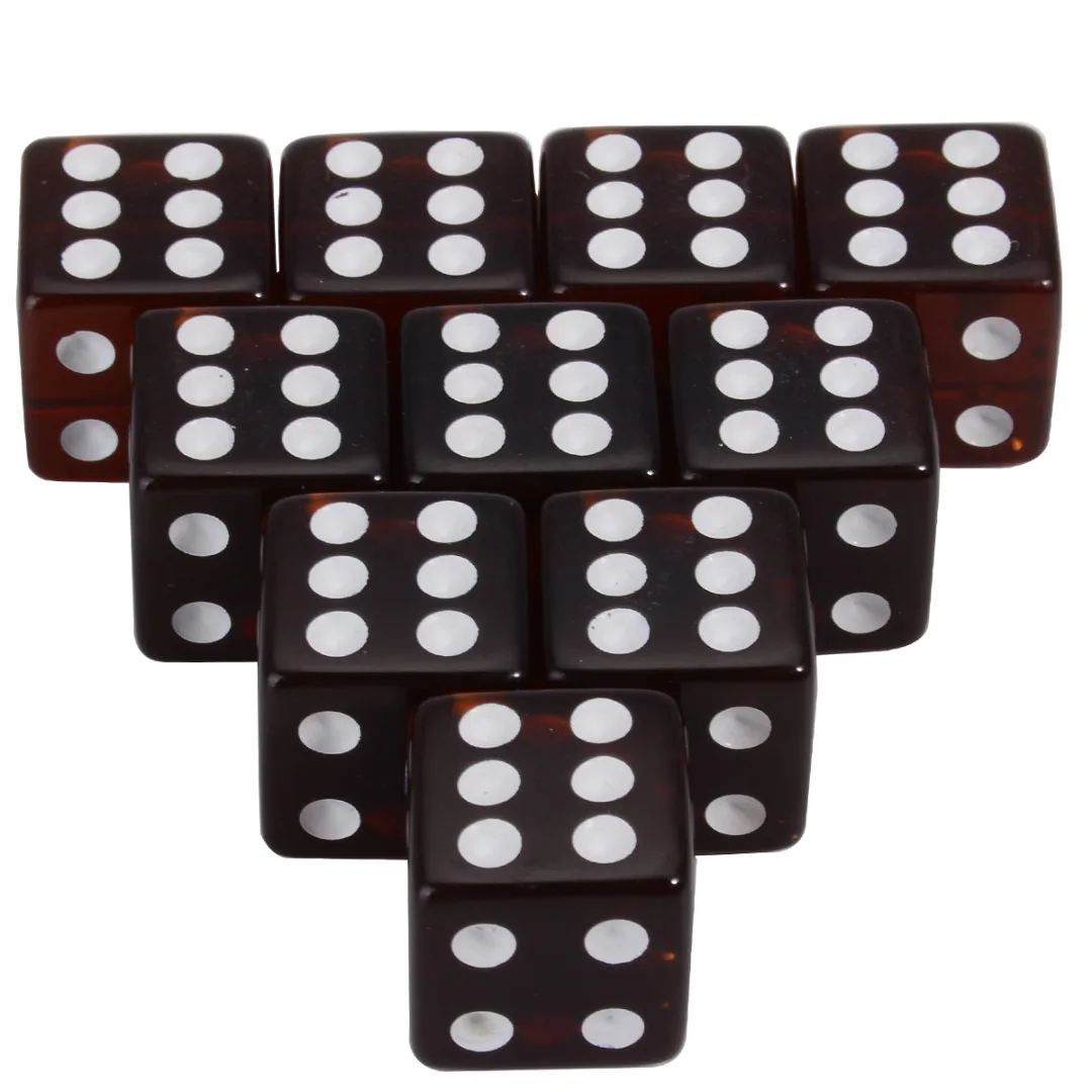 10pcs 16mm 8 Colors Acrylic Transparent Straight Corner Dice Portable Role Playing Game Poker Outdoor Dice Funny Clear Dices