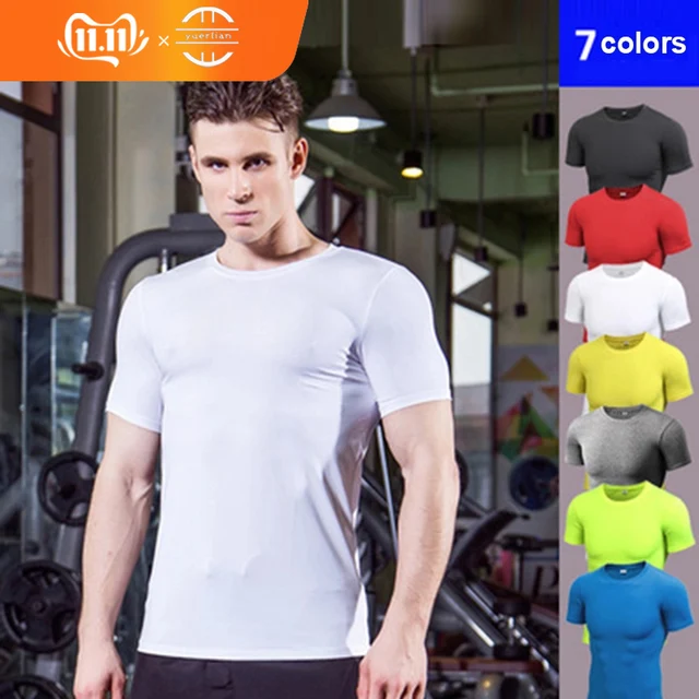 US $5.85 2019 Logo custom Quick Dry Compression fitness t shirt Running jersey Training clothes quick dry to