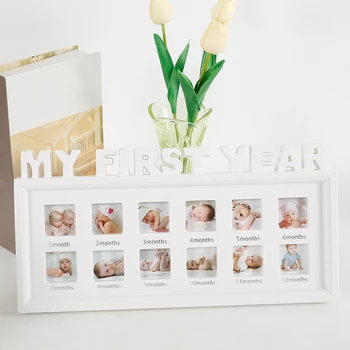 

Creative DIY 0-12 Month Baby "MY FIRST YEAR" Pictures Souvenirs Commemorate Kids Growing Memory Gift Display Plastic Photo Frame