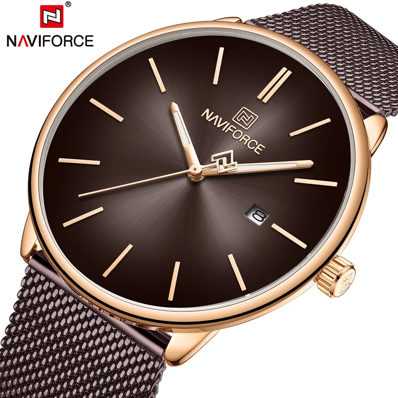 Часы NAVIFORCE мужские и женские кварцевые водонепроницаемые со стальным