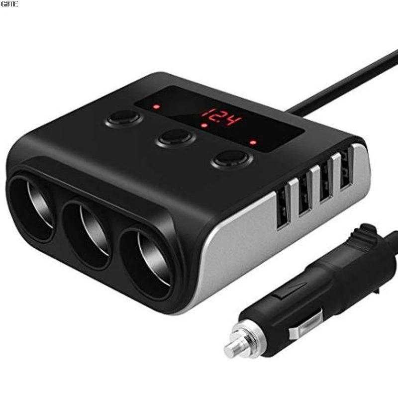 Разветвитель автомобильного прикуривателя светодиодный вольтметр 4 USB зарядное устройство для мобильного телефона DVR gps H4GC - Название цвета: S