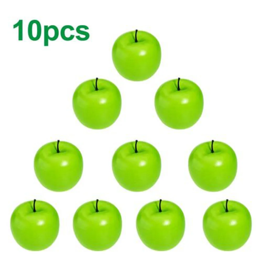  10pcs Artificial Apples Plastic Fruit Green Red Apple For Wedding Decoration Shop Display Fake Frui - 4000216456340