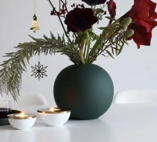Dark green 10cm Скандинавская керамическая ваза сферические Morandi ремесла украшения журнальный столик украшение стола ваза произведение искусства украшение гостиной - Цвет: Dark green 10cm