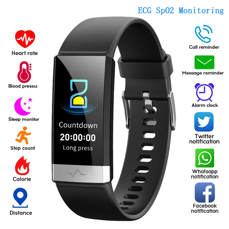 V19 Новый смарт браслет ЭКГ SpO2 мониторинг Многофункциональный водонепроницаемый