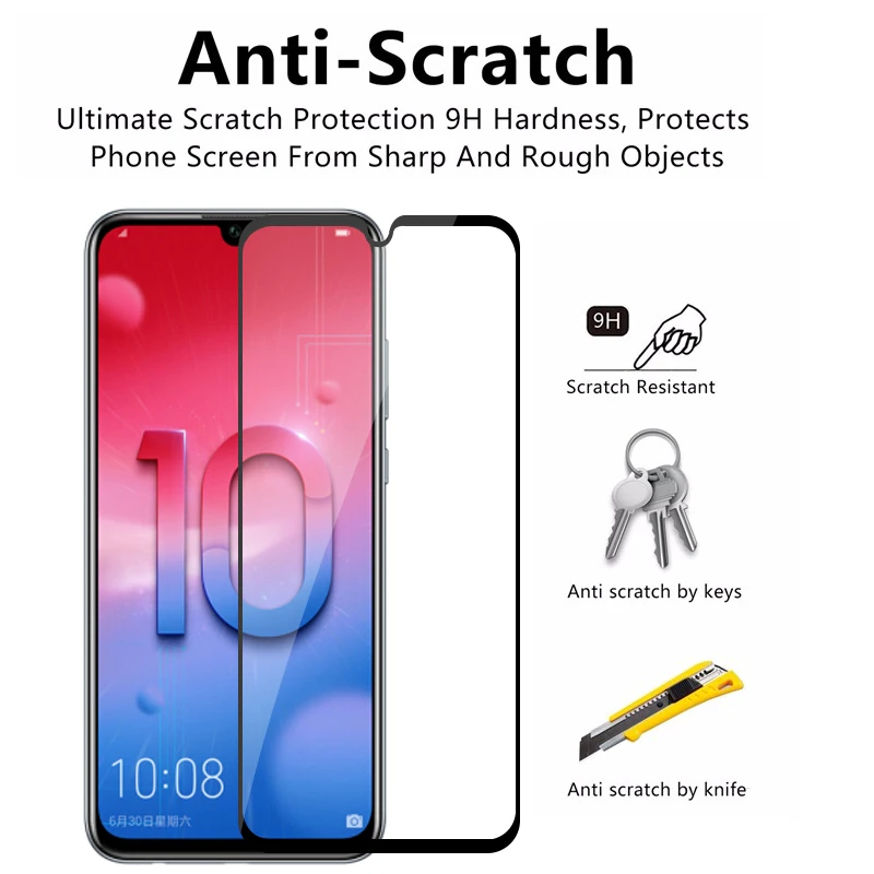 Safety Glass on Honor 10 Lite HRY-LX1 Tempered Protective Glas For Huawei Honer 10i HRY-LX1T 10Lite Film Screen Protector Light