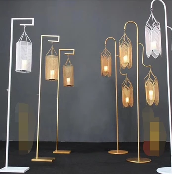 

Chinese lantern road lead Metal Candlestick stand flower arch backdrops walkway aisle stand iron art wedding T- stage props