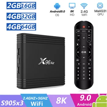 

X96 Air 4GB 64GB Android 9.0 TV Box Amlogic S905X3 Quad Core 2.4G 5G Dual Wifi BT4.1 8K 4K Support Youtube X96Air Media TVBOX
