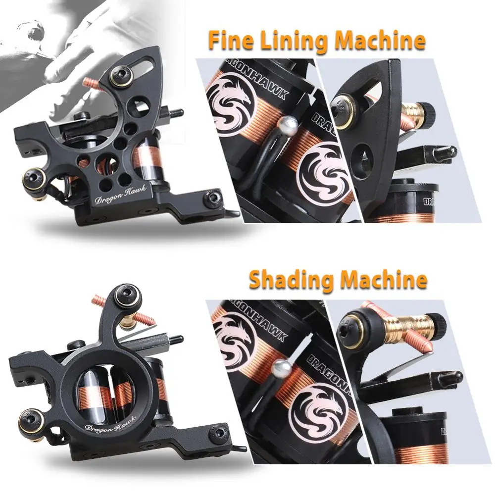 Skup Profesjonalny zestaw 2 karabiny maszynowe zasilacz LCD kompletne zestawy do tatuażu rozruszniki Tattoo Artist