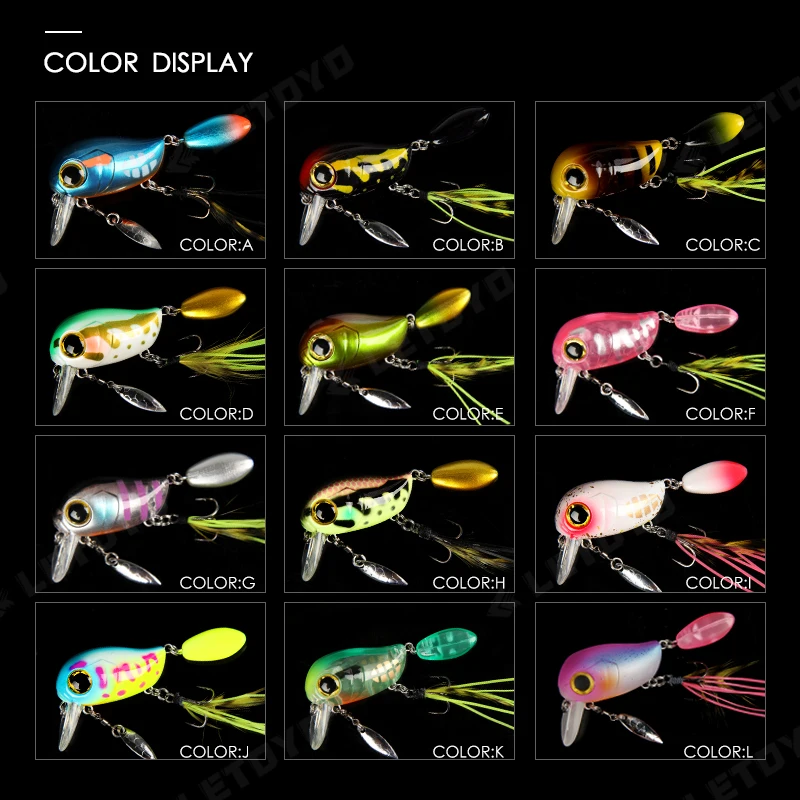 LETOYO Floating Fishing Lure Crank 40mm 8g Freshwater Bass Crankbait Surface Artificial Hard Baits With Spoon Wobblers Wake Bait