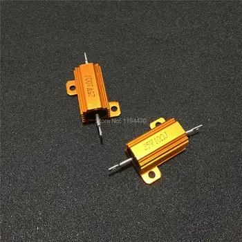 

2pcs/Lot RX24 25W 75R 80R 100R 120R 150R 200R Ohm Golden Metal Shell Case Power Wirewound Resistor Aluminum Housing 5% Class J