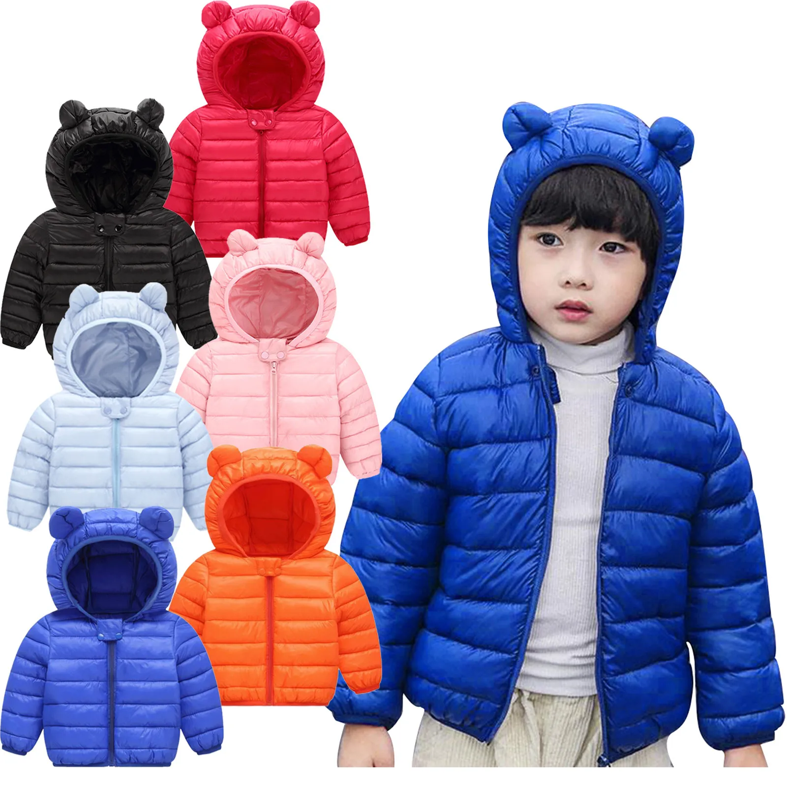 Toddler Kids Jackets Baby Grils Boys Autumn Winter Hooded Outdoor Jacket Thick Warm Windproof