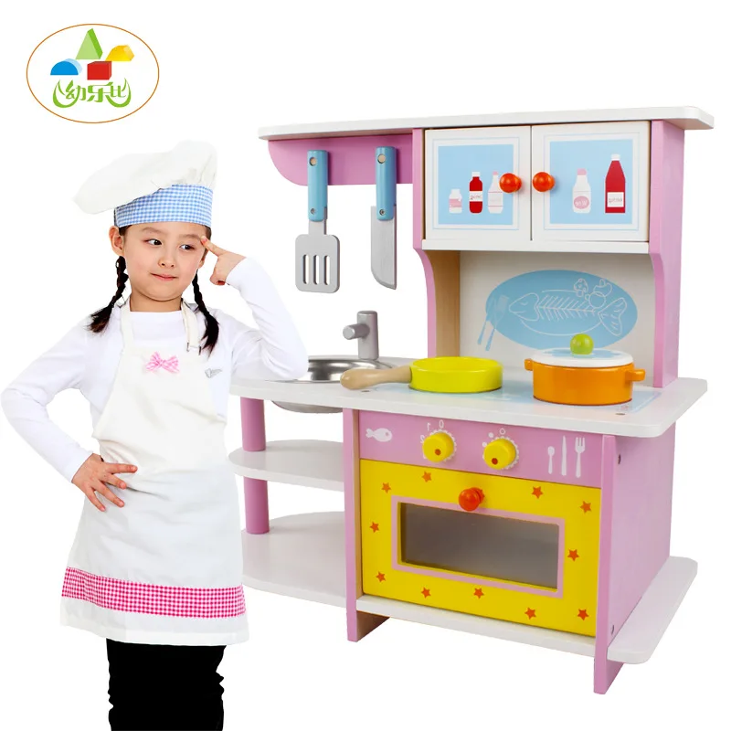 

High Quality Children Early Education Wooden Model Kitchen mei qi zao tai Set Baby Play House Educational Toy