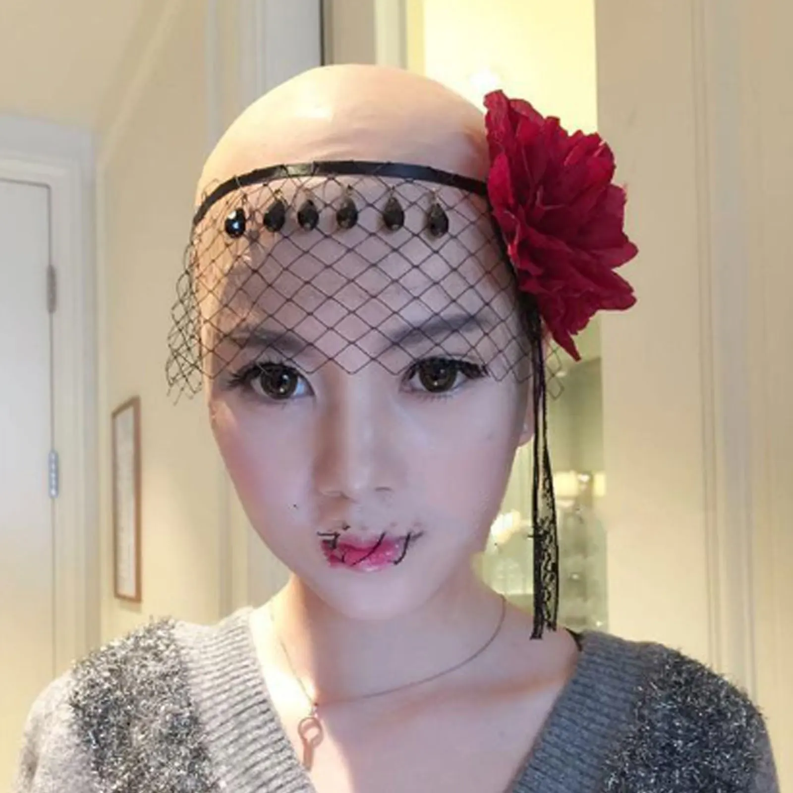 1Pcs 라이트 그늘 대머리 모자 재미 있은 라텍스 피부 가짜 대머리 머리 남여 멋진 필름 파티 드레스 스킨 헤드 가발 모자 라텍스 마스크 모자 뷰티