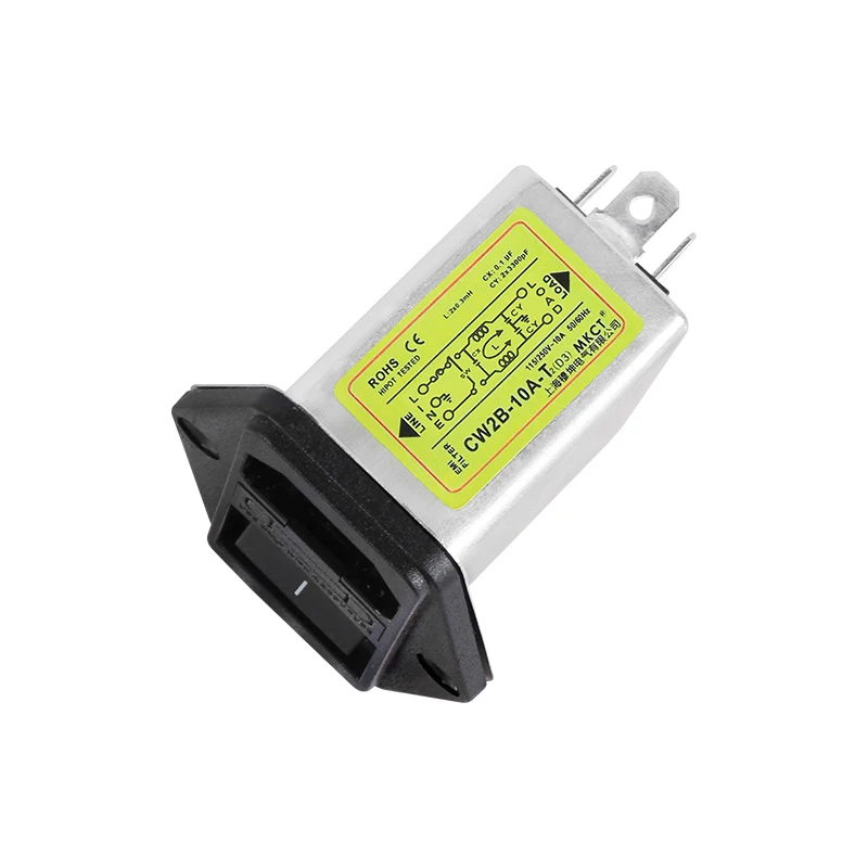 10A EMI AC 220V очистка анти-помех двойной предохранитель CW2B-1A/3A/6A/10A-T2(D3) фильтр питания - Цвет: 10A