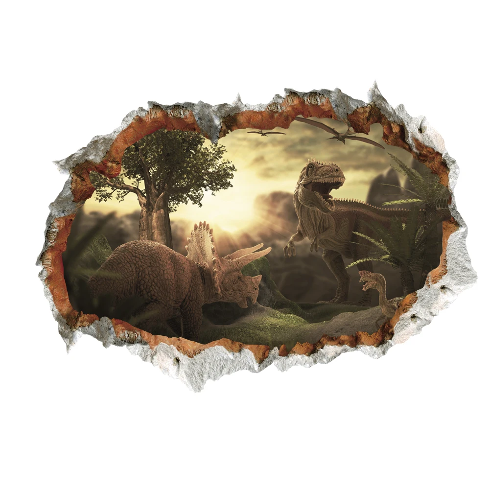 Jurassic Park Dinosaur Animal 3D Wall Stickers For Kids Room Bedroom Home Decor Vivid Wall Decals PVC Mural Art Poster