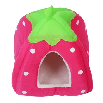 

Soft Sponge Strawberry Pet Dog Cat Bed House Kennel Doggy Cushion Basket Pillow Pink - S