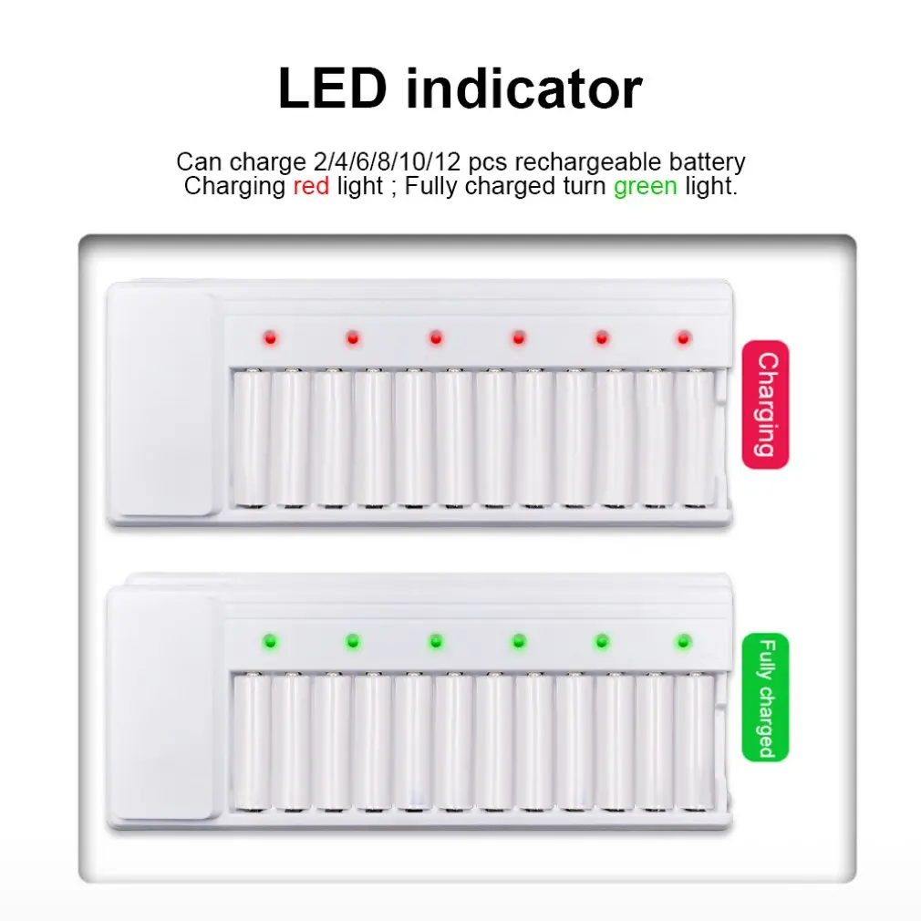 Универсальный 12 слотов перезаряжаемый аккумулятор быстрая зарядка адаптер выход зарядное устройство инструмент для зарядки батареи для AA/AAA