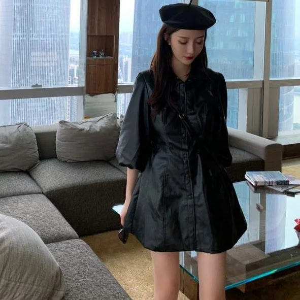 Женское сексуальное мини платье из искусственной кожи облегающее модное осеннее