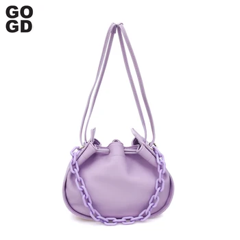 

[GOGD] MINI PU Bucket Bag WOMEN'S Bag 2020 New Style Fashion Mini girls Wide Strap Shoulder Bag Fur Ball Messager Bag Handbag