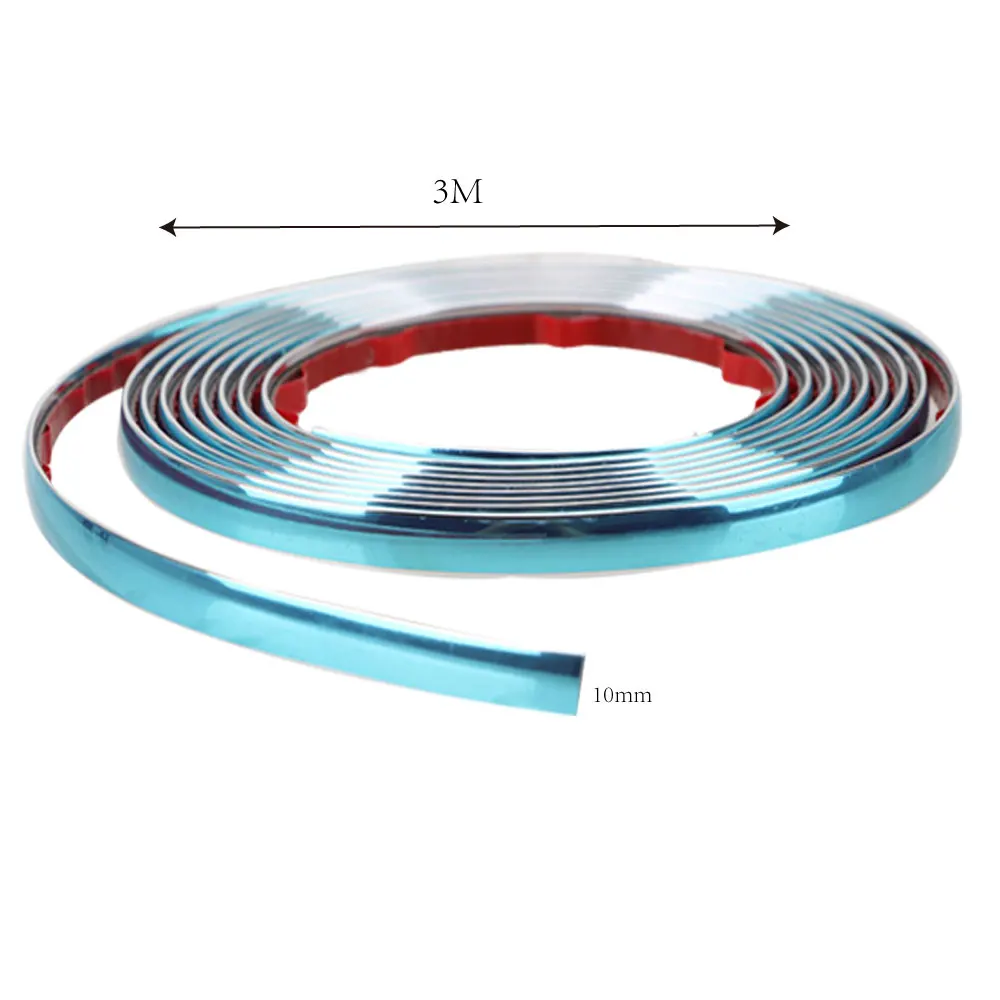 Самоклеящаяся Универсальная автомобильная-Стайлинг Серебряная Боковая дверь хромированная полоса Стайлинг молдинги автомобиля зеркало заднего вида бампер Защитная лента - Цвет: 10mm x 3m