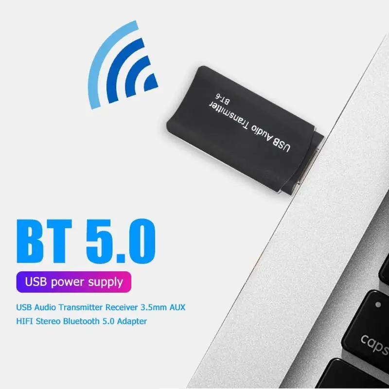BT-6 USB аудио передатчик приемник 3,5 мм AUX Стерео Bluetooth 5,0 адаптер