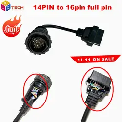 10 шт. Высокое качество для Mer-cedes Be-nz 14Pin до 16 Pin OBD 2 DIY диагностический соединительный кабель 14 контактный кабель для Sprinter Be-nz