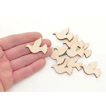 

10pcs. Wooden Dove Shapes (1,5") Wood Bird Craft Blanks Embellishments Decoration Gift Decoupage 0853
