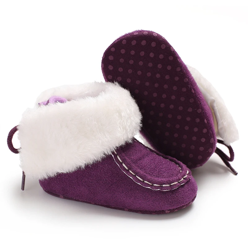 Зимние ботинки из кашемира и плюша для новорожденных девочек; Теплая обувь; теплые ботинки для маленьких девочек