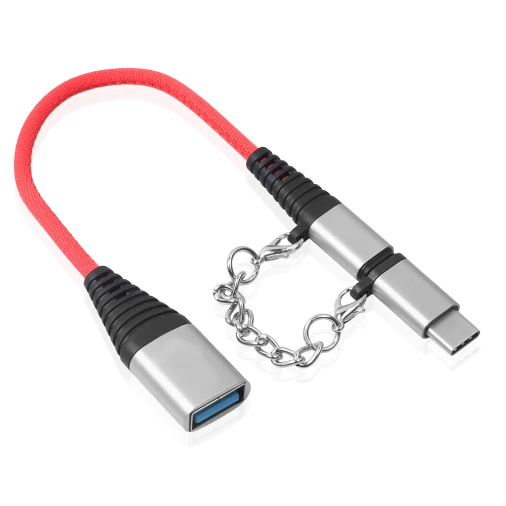 FONKEN 2в1 OTG USB кабель адаптер Micro usb type C к USB конвертер мини короткий Microusb кабель USB C зарядный кабель - Цвет: Серебристый