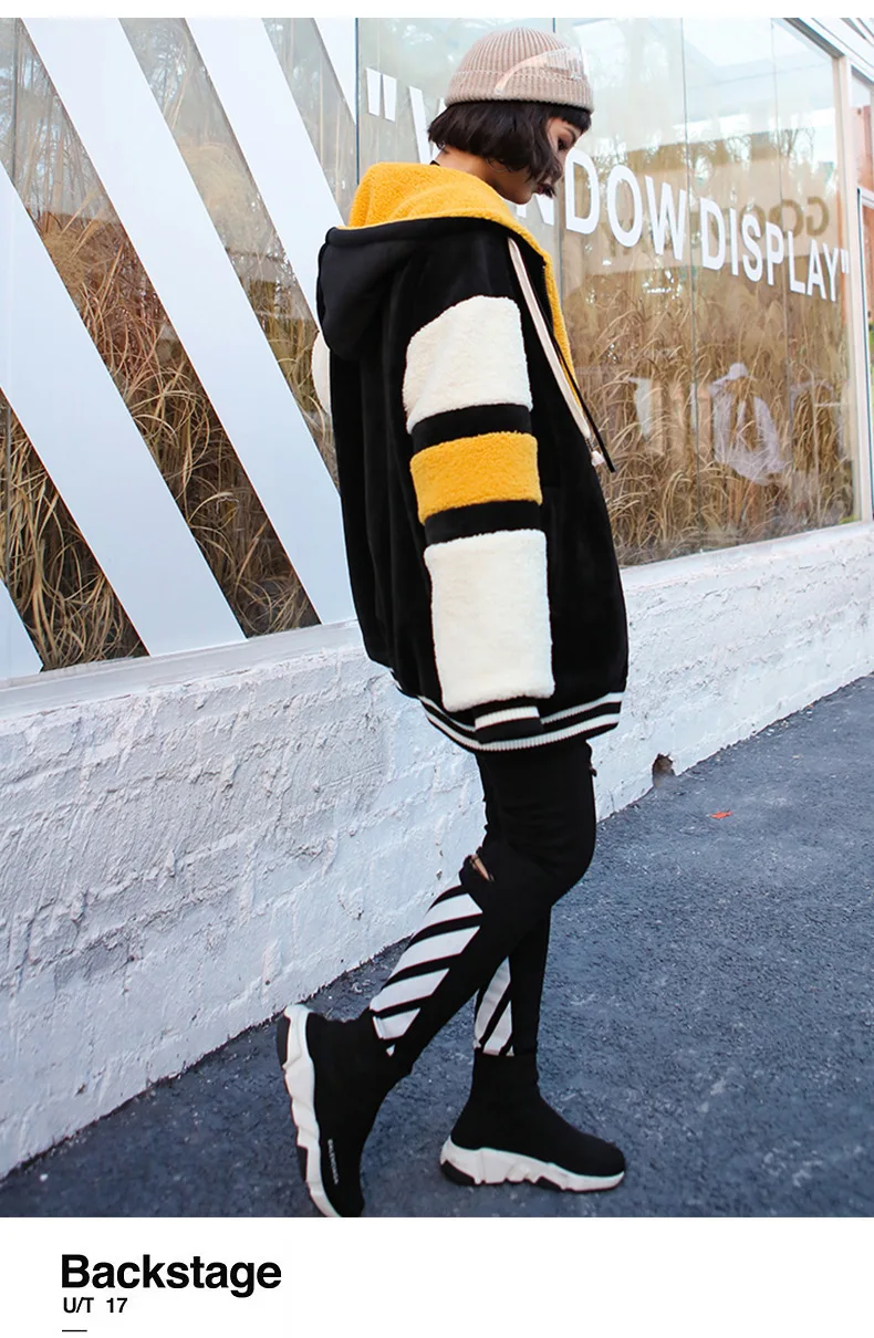 Шерстяная Женская толстовка для девочек; коллекция года; зимняя толстовка на молнии с капюшоном в стиле пэчворк; уличная одежда с длинными рукавами; QYF1043