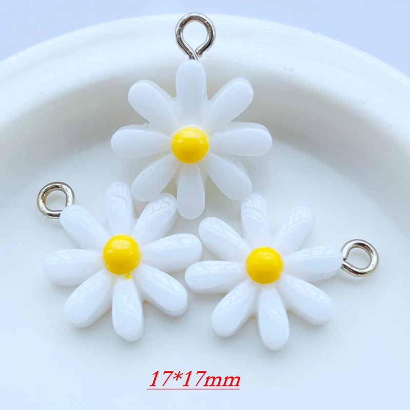 10 Resin Acrylic Cartoon Color Flower Series Pendant Key Chain Pendant Necklace Pendant For DIY Decoration Accessories 061