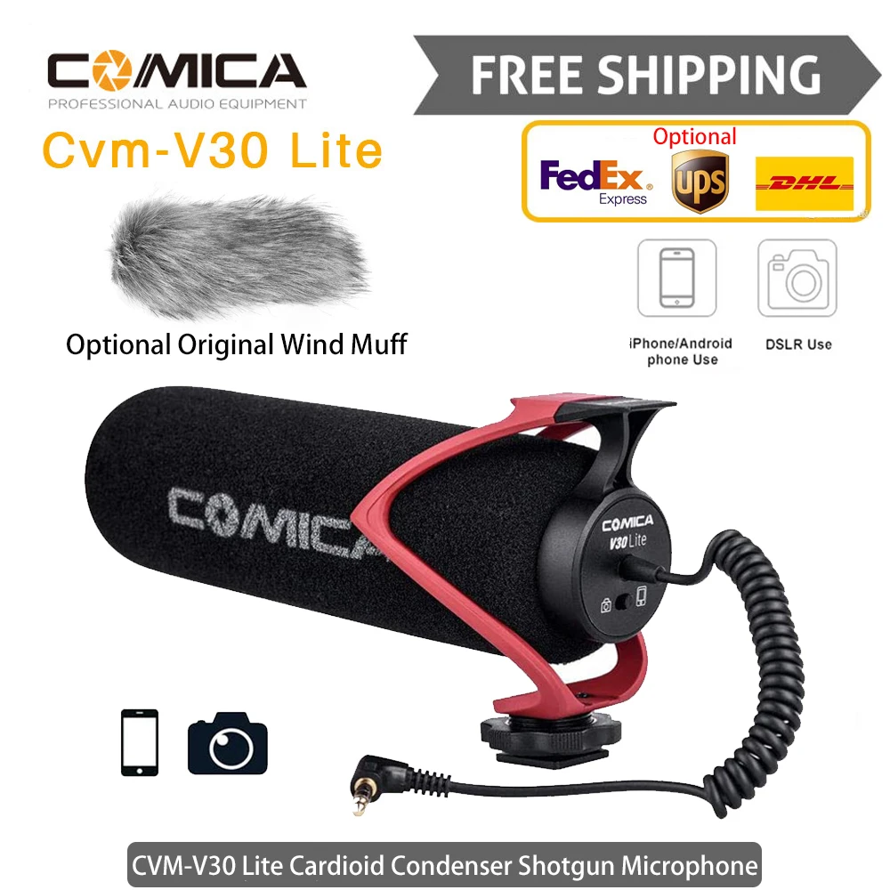 Конденсаторный микрофон Comica Студийный для записи подходит смартфонов Nikon Canon Sony