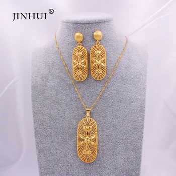 

Arab gold color 24K Jewelry sets for women bridal party Ethiopia necklace earrings jewellery set african Indian wedding gifts