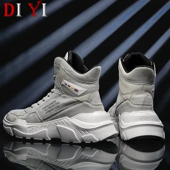 

Plus Size Men's Winter Boots Plush Fur Warm Shoes Smart Casual of Men Suede Leather Boots Men 2020 High Top Snow Ankle Boots E20