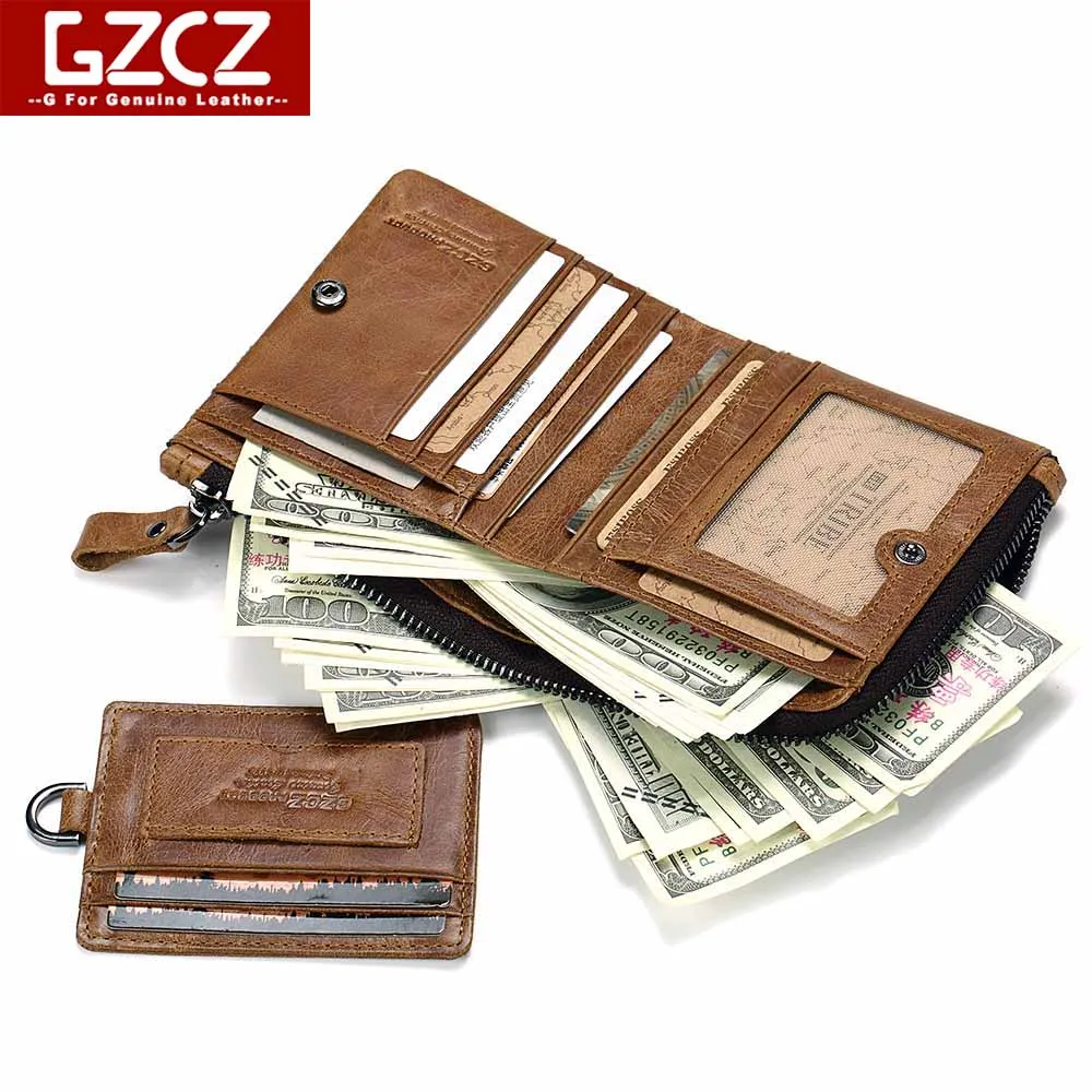 Лучшие мужские кошельки GZCZ из натуральной кожи съемные держатели для карт и