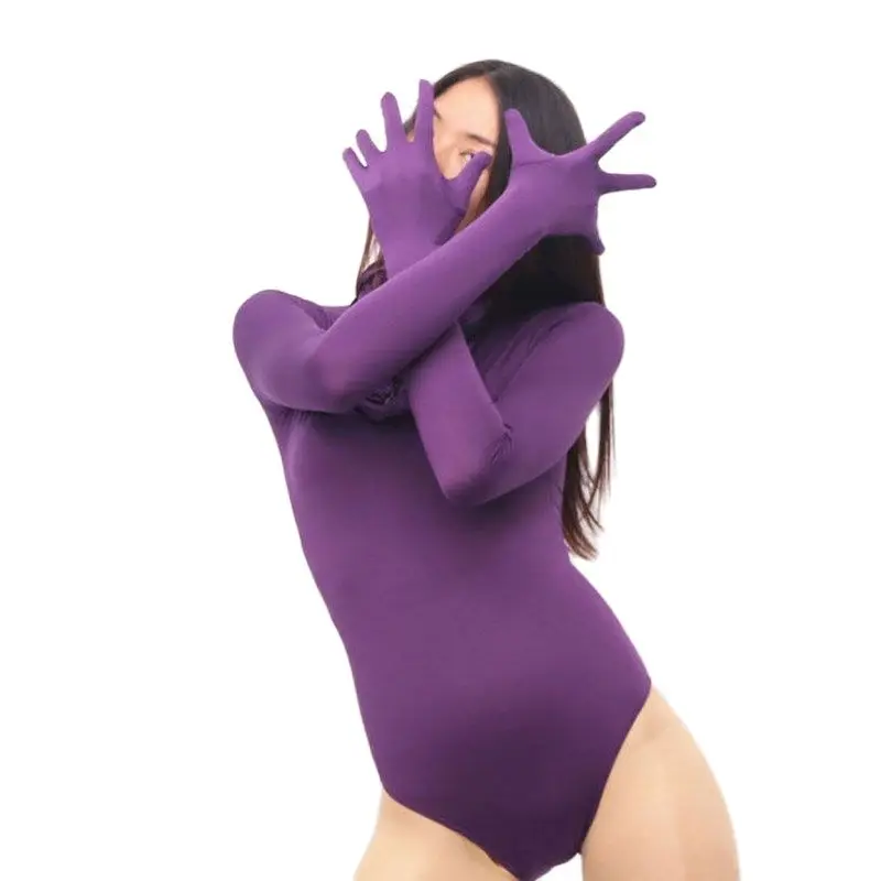 Plus Size Long Sleeve Bodysuit Body Sculpting Stage Showing Theatre Performance Cosplay Half Coat One Piece Tights Zentai Suit