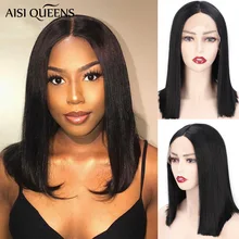 AISI Queens синтетический парик на кружеве прямой короткий черный боб парики средняя часть натуральный парик для белых/черных женщин