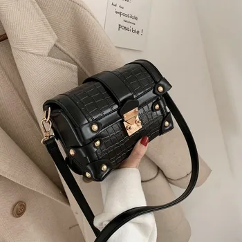 

Designer PU Leather Female Shoulder Messenger Bags Stone Pattern Box Shape Crossbody Bags for Women New Luxury Ladies' Handbags