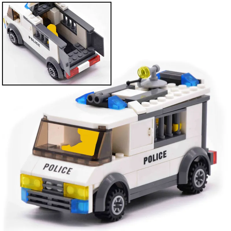 KAZI город мини фигурка полицейского мотоцикла вертолет заключенный автомобиль Лодка строительные блоки кирпичи игрушки для детей