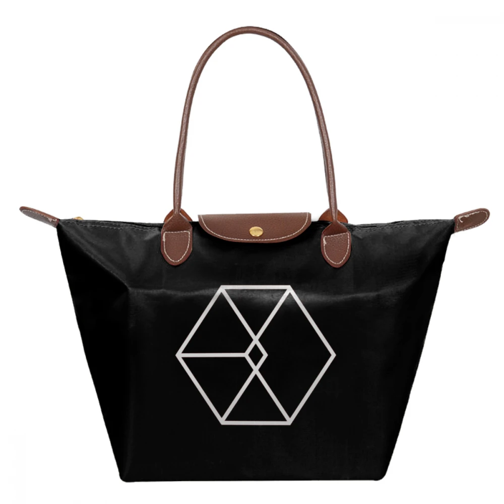 

Exo Handbag EXO Exodus Logo Pink Version Top-handle Bags High quality Trendy Women Tote Bag Wide Nylon Woman hobo Handbags